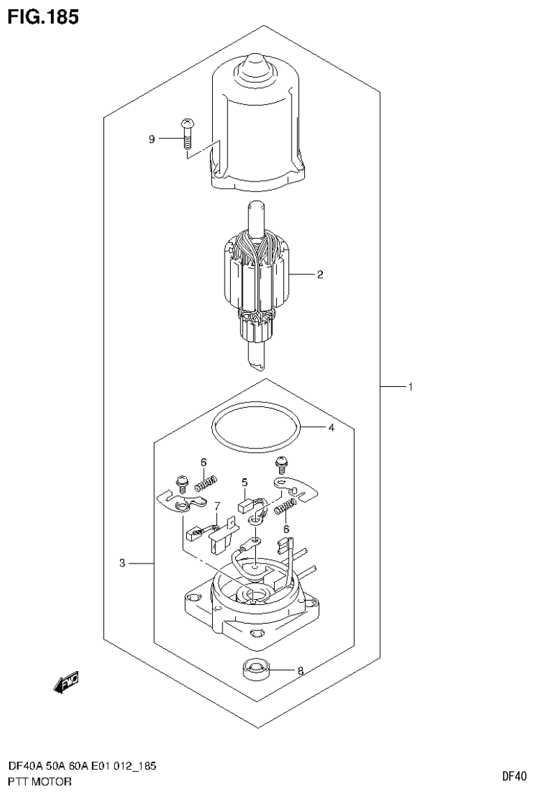 Suzuki DF40AST, DF50A, DF50ATH PTT MOTOR (DF60ATH E40) parts diagram